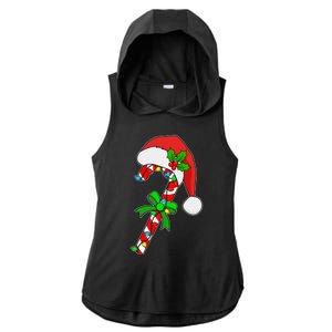 Christmas Santa Hat Candy Cane Ladies PosiCharge Tri-Blend Wicking Draft Hoodie Tank