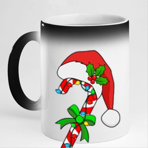 Christmas Santa Hat Candy Cane 11oz Black Color Changing Mug