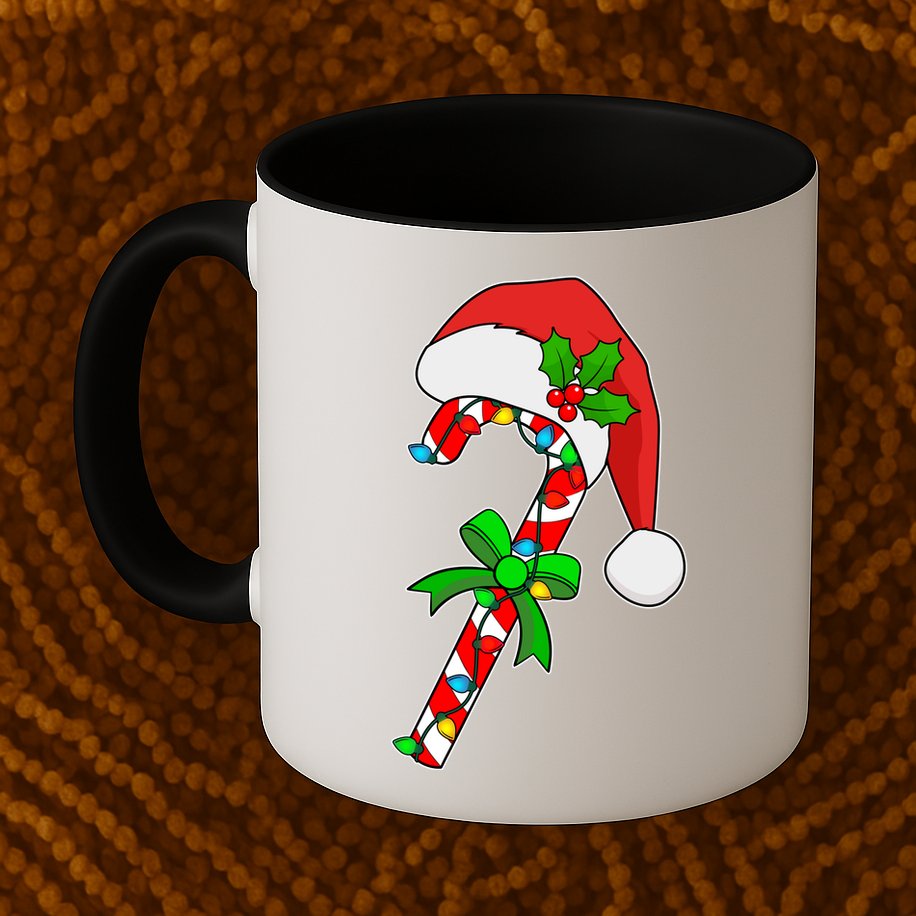 Christmas Santa Hat Candy Cane Mug