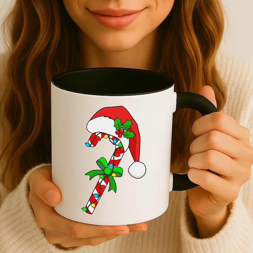 Christmas Santa Hat Candy Cane Mug