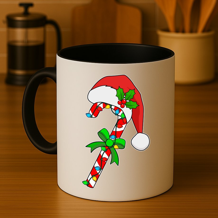 Christmas Santa Hat Candy Cane Mug