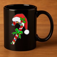 Christmas Santa Hat Candy Cane 11oz C Handle Ceramic Mug