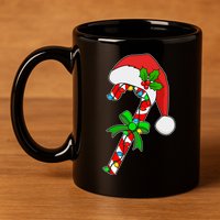 Christmas Santa Hat Candy Cane 11oz C Handle Ceramic Mug