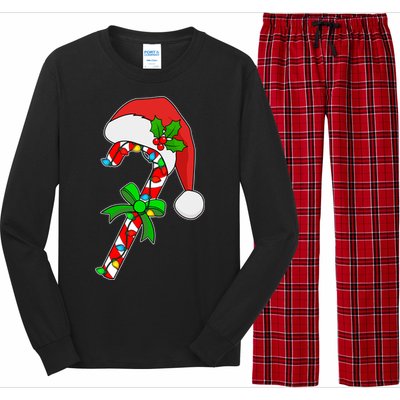 Christmas Santa Hat Candy Cane Long Sleeve Pajama Set