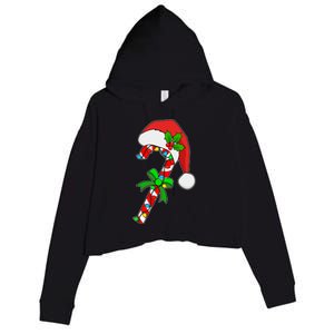 Christmas Santa Hat Candy Cane Crop Fleece Hoodie