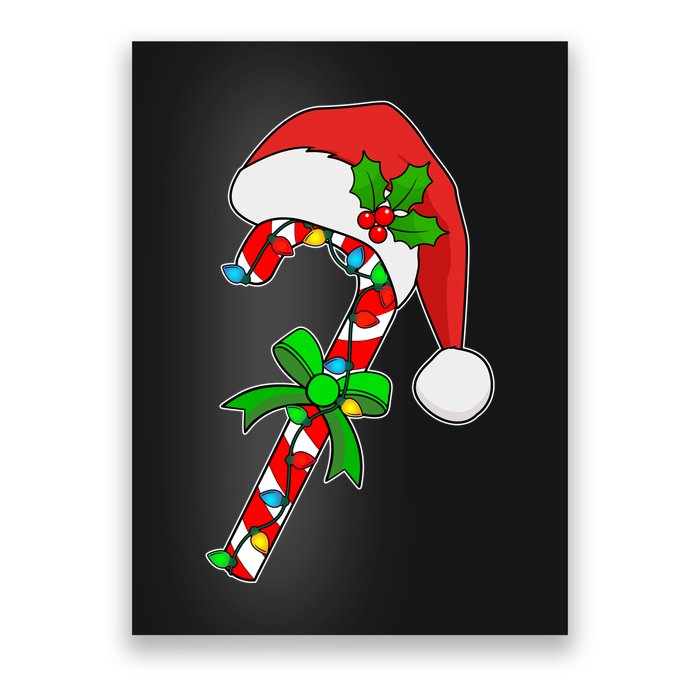 Christmas Santa Hat Candy Cane Poster