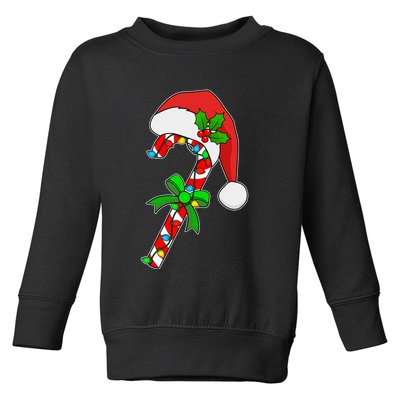 Christmas Santa Hat Candy Cane Toddler Sweatshirt
