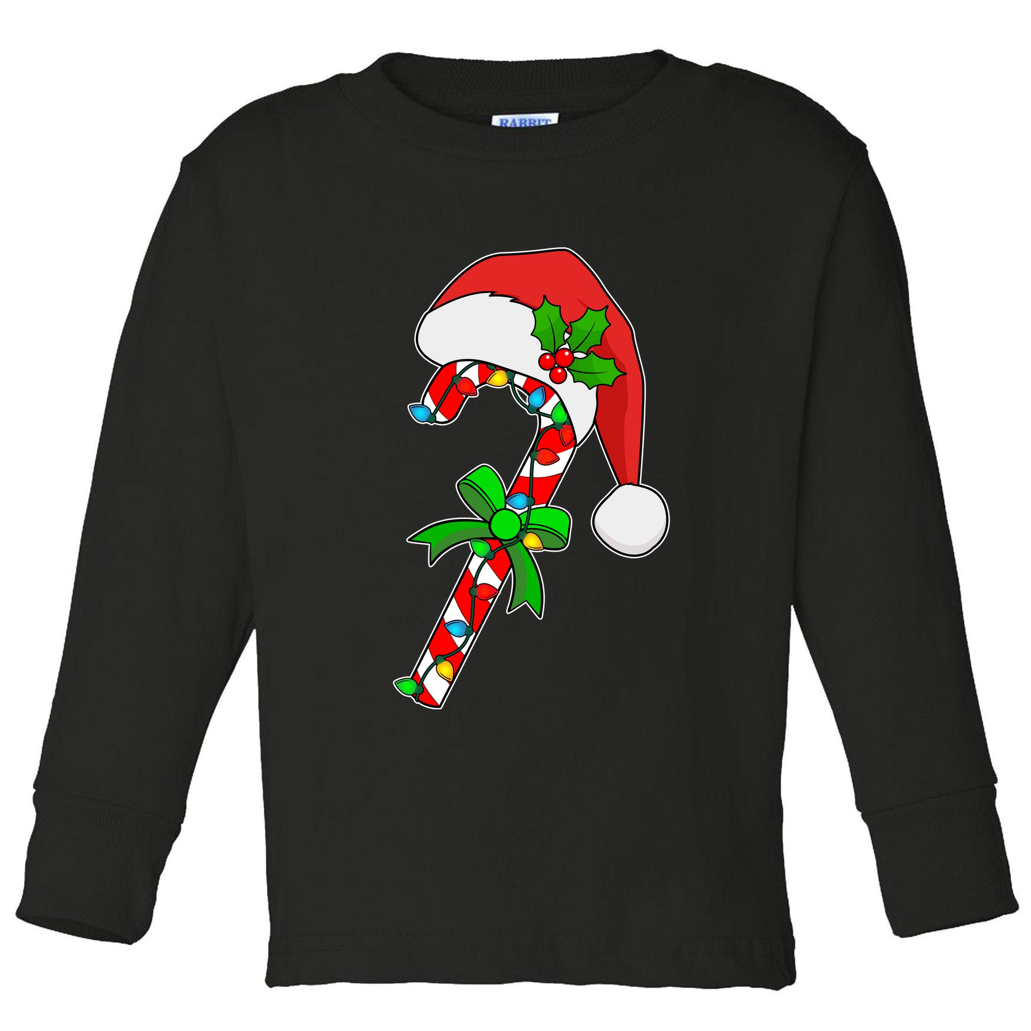 Christmas Santa Hat Candy Cane Toddler Long Sleeve Shirt