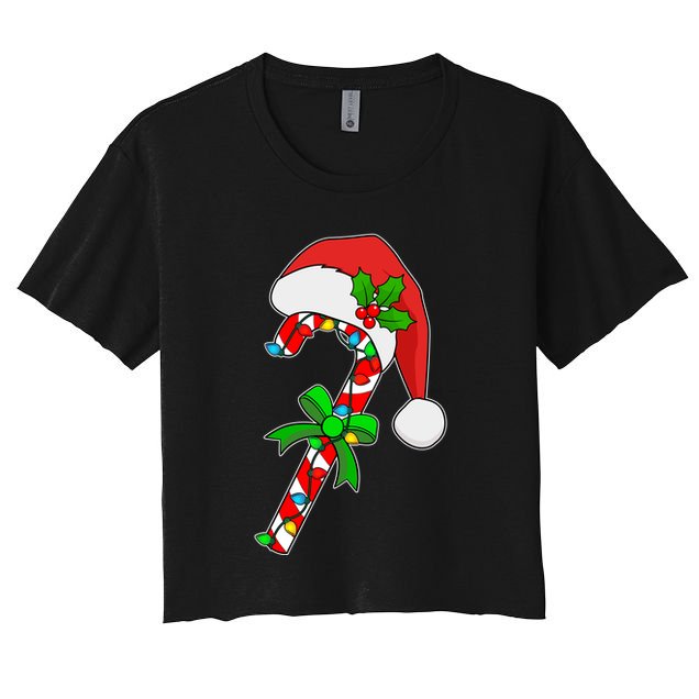 Christmas Santa Hat Candy Cane Crop Top