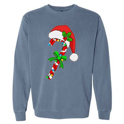 Christmas Santa Hat Candy Cane Garment-Dyed Sweatshirt