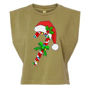 Christmas Santa Hat Candy Cane Garment-Dyed Women's Muscle Tee