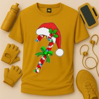 Christmas Santa Hat Candy Cane Performance Shirt
