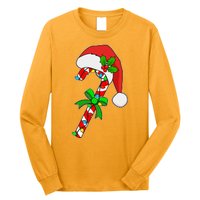 Christmas Santa Hat Candy Cane Long Sleeve Shirt