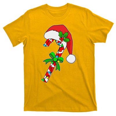 Christmas Santa Hat Candy Cane T-Shirt