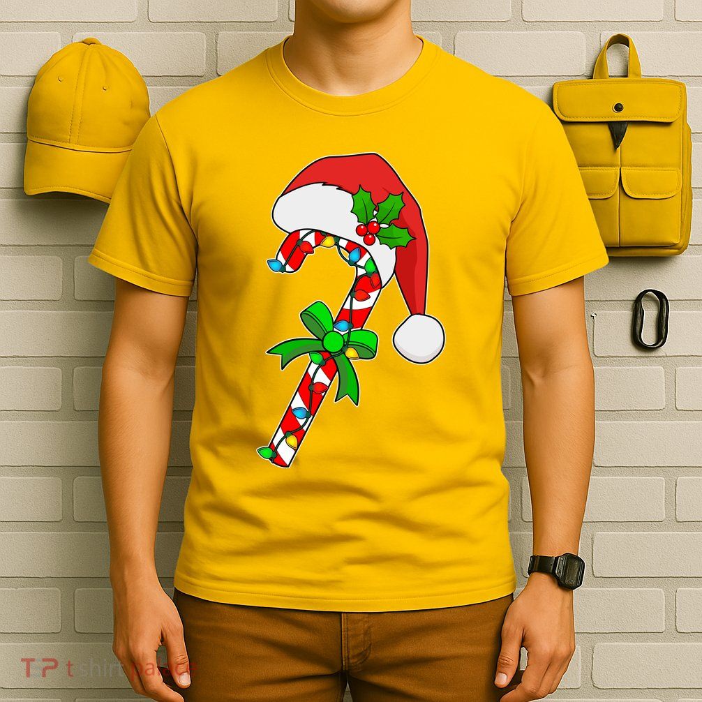 Christmas Santa Hat Candy Cane T-Shirt