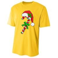 Christmas Santa Hat Candy Cane Performance Sprint T-Shirt