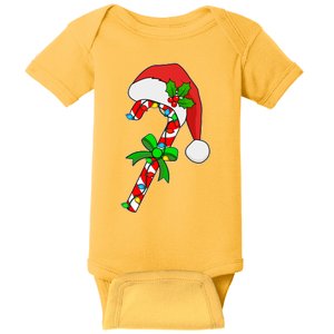 Christmas Santa Hat Candy Cane Baby Bodysuit