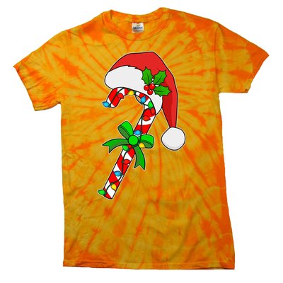 Christmas Santa Hat Candy Cane Tie-Dye T-Shirt