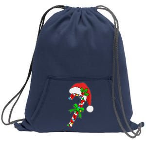 Christmas Santa Hat Candy Cane Sweatshirt Cinch Pack Bag