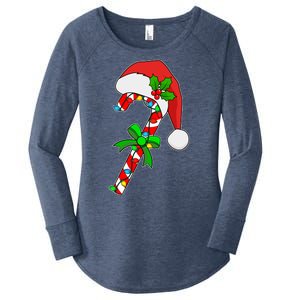 Christmas Santa Hat Candy Cane Women's Perfect Tri Tunic Long Sleeve Shirt