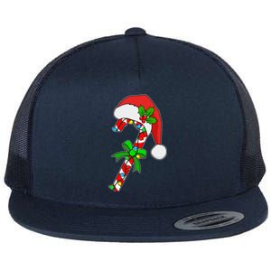 Christmas Santa Hat Candy Cane Flat Bill Trucker Hat