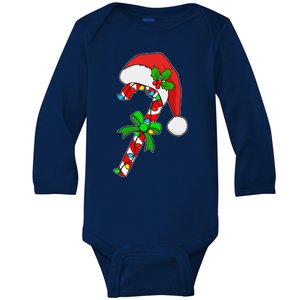 Christmas Santa Hat Candy Cane Baby Long Sleeve Bodysuit