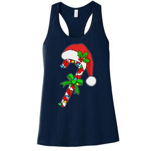 Christmas Santa Hat Candy Cane Women's Racerback Tank