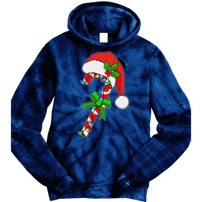 Christmas Santa Hat Candy Cane Tie Dye Hoodie