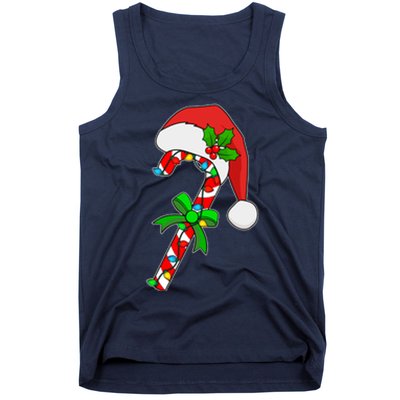 Christmas Santa Hat Candy Cane Tank Top