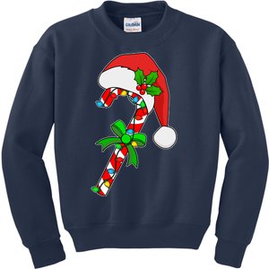 Christmas Santa Hat Candy Cane Kids Sweatshirt