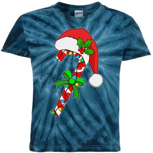 Christmas Santa Hat Candy Cane Kids Tie-Dye T-Shirt