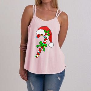 Christmas Santa Hat Candy Cane Women's Strappy Tank