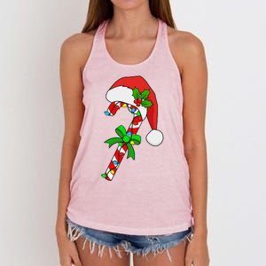 Christmas Santa Hat Candy Cane Women's Knotted Racerback Tank