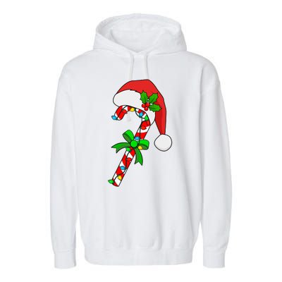 Christmas Santa Hat Candy Cane Garment-Dyed Fleece Hoodie