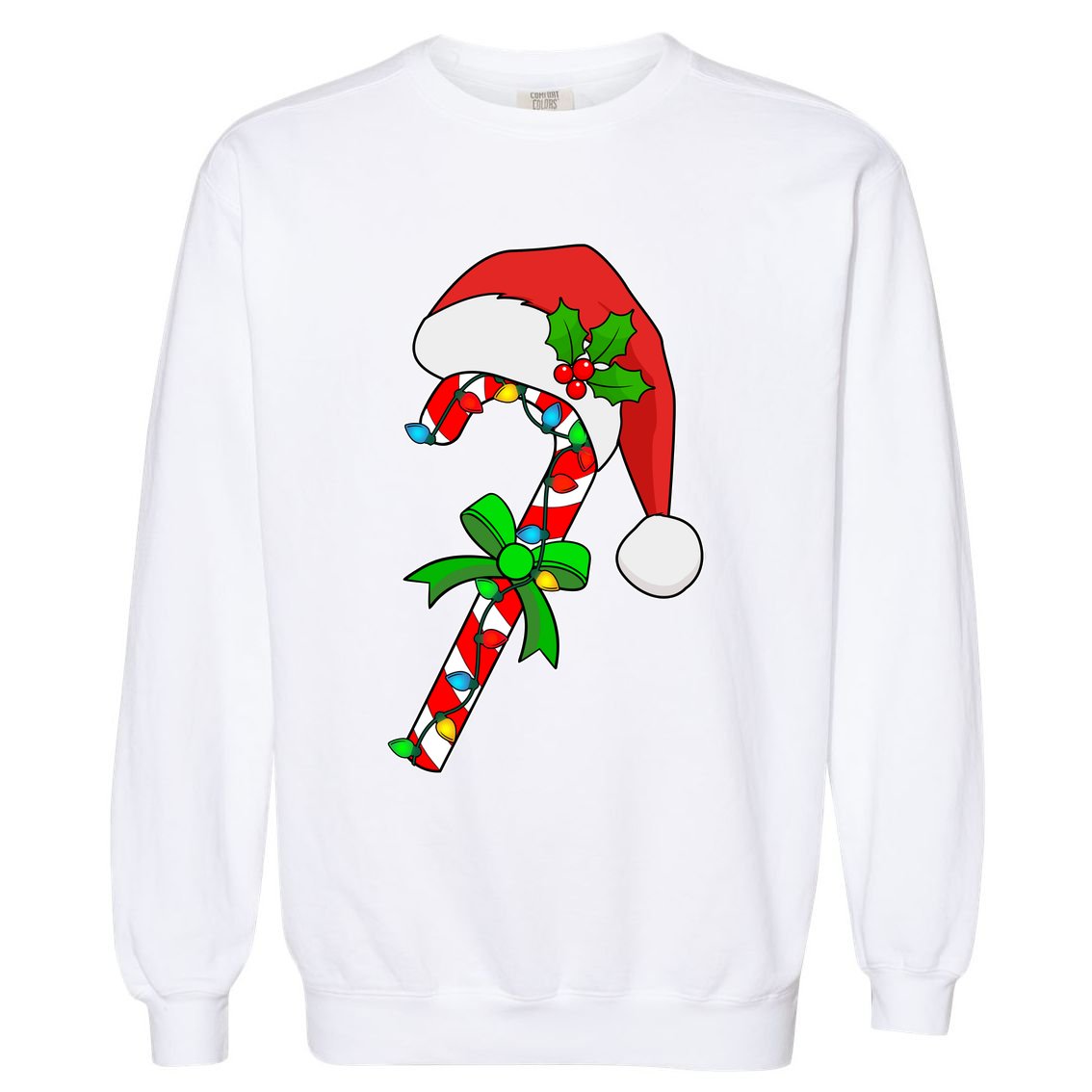 Christmas Santa Hat Candy Cane Garment-Dyed Sweatshirt