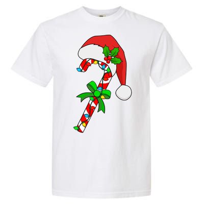 Christmas Santa Hat Candy Cane Garment-Dyed Heavyweight T-Shirt