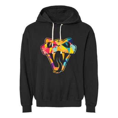 Colorful Snake Head Serpent Garment-Dyed Fleece Hoodie