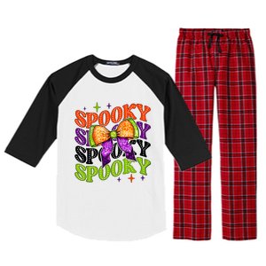 Coquette Spooky Halloween Bow Raglan Sleeve Pajama Set