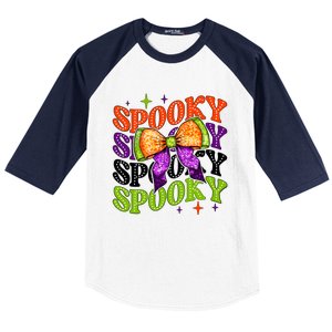 Coquette Spooky Halloween Bow Baseball Sleeve Shirt