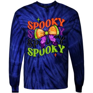 Coquette Spooky Halloween Bow Tie-Dye Long Sleeve Shirt