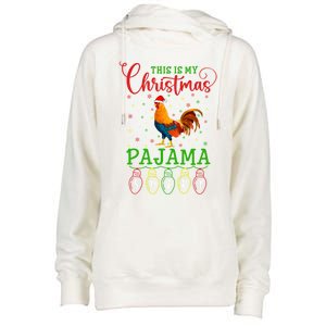 Chicken Santa Hat Xmas Light This Is My Christmas Pajama Gift Womens Funnel Neck Pullover Hood