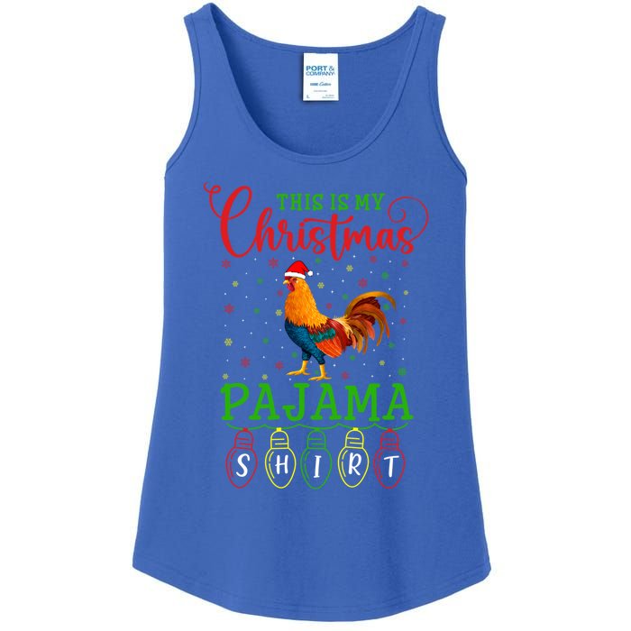 Chicken Santa Hat Xmas Light This Is My Christmas Pajama Gift Ladies Essential Tank