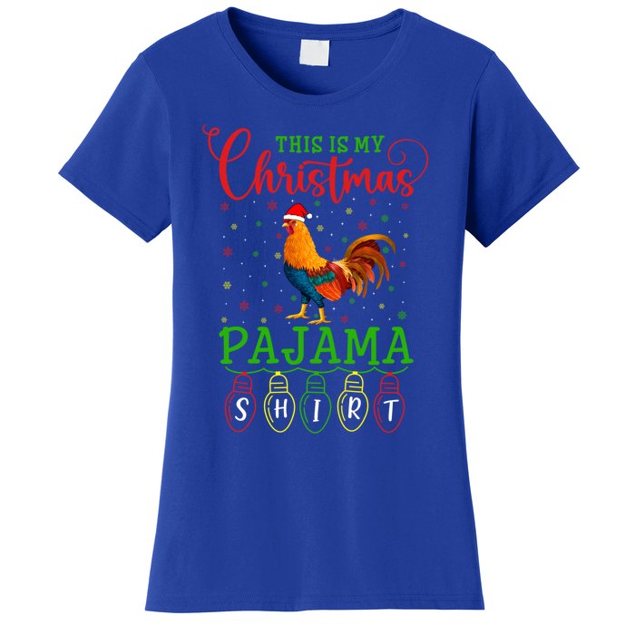 Chicken Santa Hat Xmas Light This Is My Christmas Pajama Gift Women's T-Shirt