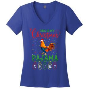 Chicken Santa Hat Xmas Light This Is My Christmas Pajama Gift Women's V-Neck T-Shirt