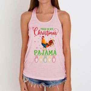 Chicken Santa Hat Xmas Light This Is My Christmas Pajama Gift Women's Knotted Racerback Tank