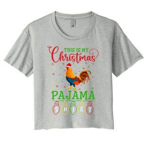 Chicken Santa Hat Xmas Light This Is My Christmas Pajama Gift Women's Crop Top Tee