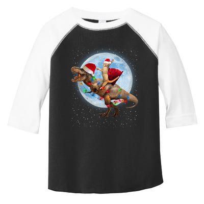Cat Santa Hat Riding Dinosaur T Rex Moon Christmas Xmas Gift Toddler Fine Jersey T-Shirt