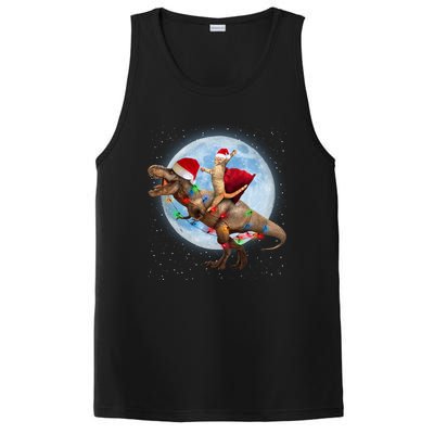 Cat Santa Hat Riding Dinosaur T Rex Moon Christmas Xmas Meaningful Gift PosiCharge Competitor Tank