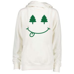 Christmas Smiley Holiday Womens Funnel Neck Pullover Hood