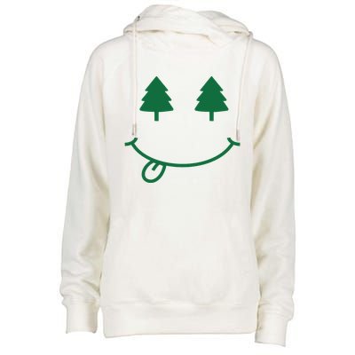 Christmas Smiley Holiday Womens Funnel Neck Pullover Hood
